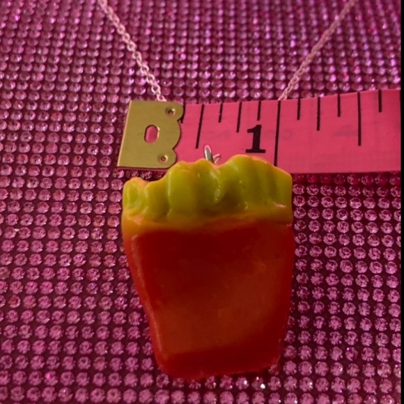 French Fry Sterling Silver 925 Necklace Fries Fast Food Cosplay Jewelry Kawaii - Picture 5 of 10